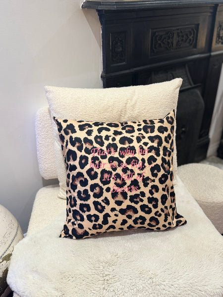 Leopard print cushion cover with sassy quote