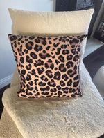 Leopard print cushion cover with ‘comfy as fuck’