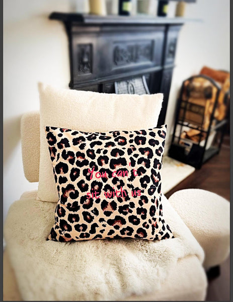 Leopard print cushion cover with mean girls quote