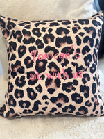 Leopard print cushion cover with mean girls quote