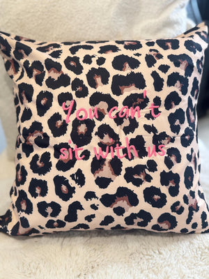 Leopard print cushion cover with mean girls quote