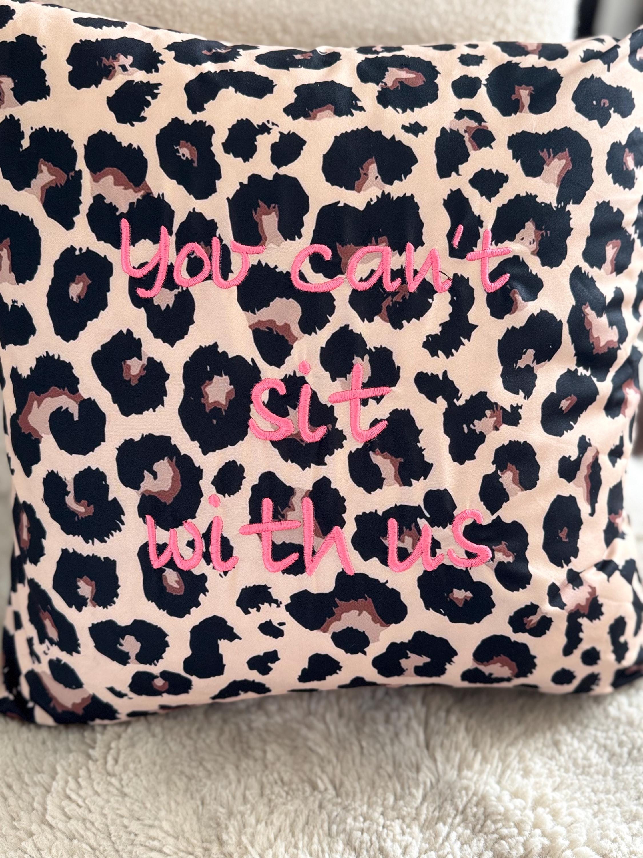 Leopard print cushion cover with mean girls quote