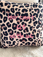 Leopard print cushion cover with mean girls quote