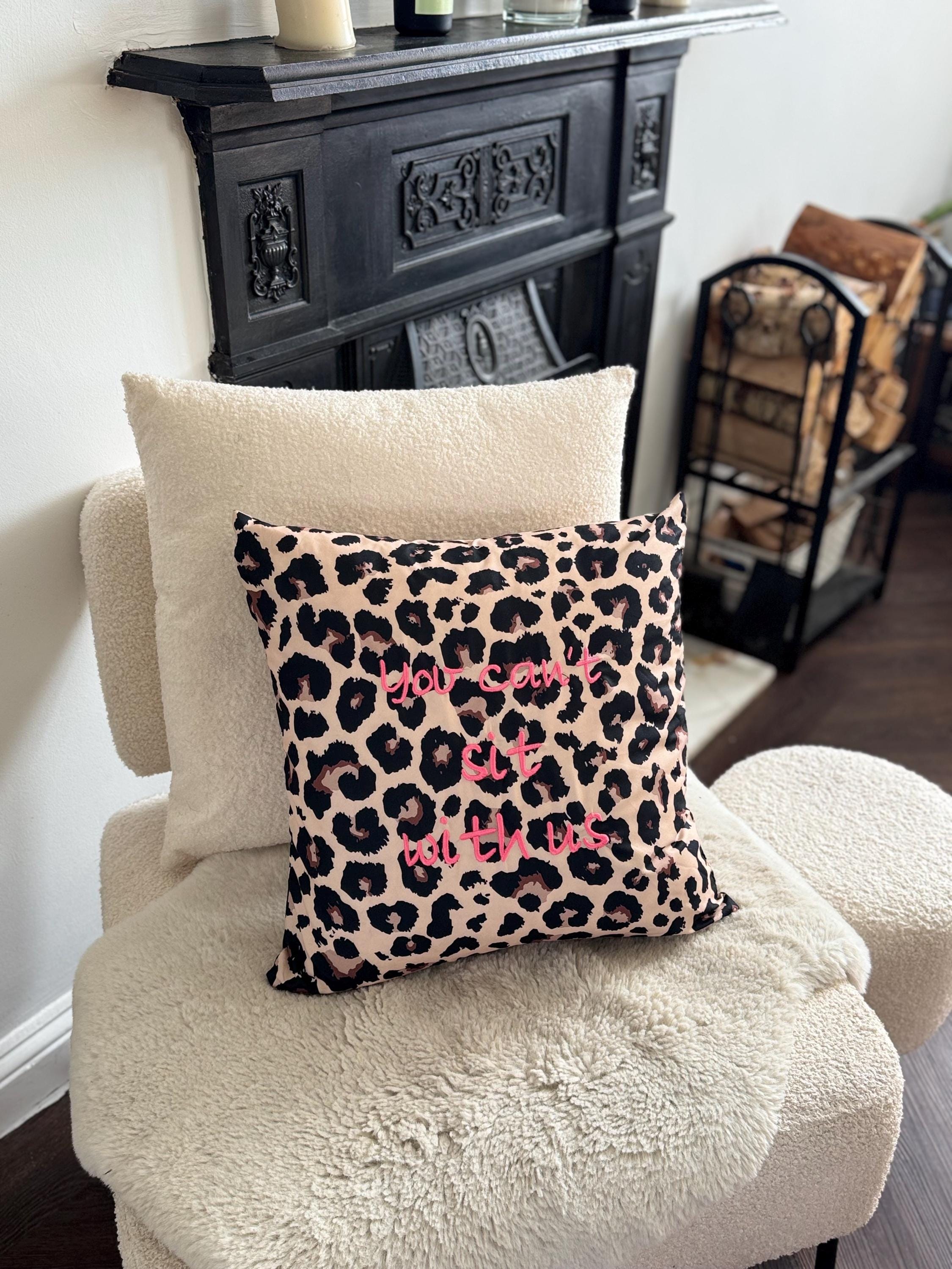 Leopard print cushion cover with mean girls quote