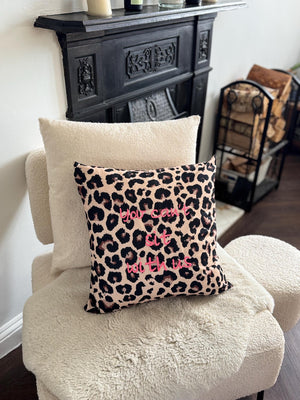 Leopard print cushion cover with mean girls quote