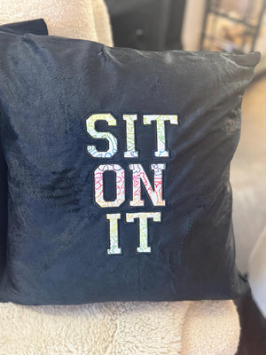Naughty Velvet Cushion Duo – “Sit On It” & Rainbow Peen Heart