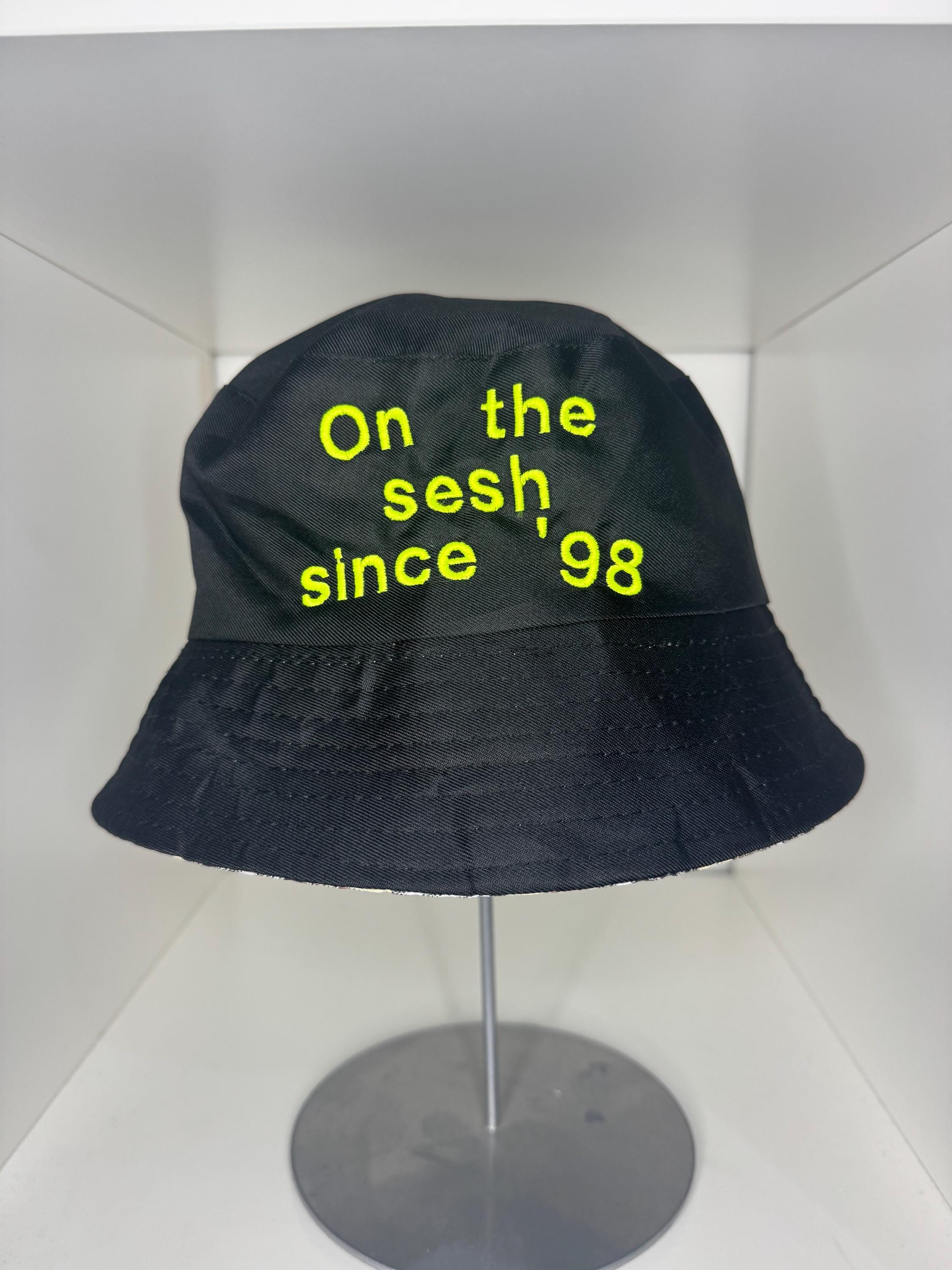 Funny 'On The Sesh Since '98' Bucket Hat - 90s Rave Neon Embroidery